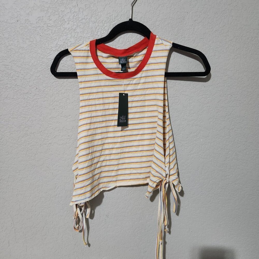 Wild Fable Cropped Muscle Tank Top Side-Tie Red Striped Medium